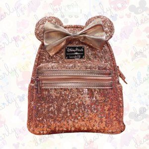 Rose Gold Minnie Mouse Sequin Loungefly Backpack